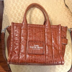 Marc Jacobs The Small Tote Cognac Croc-Embossed Tote